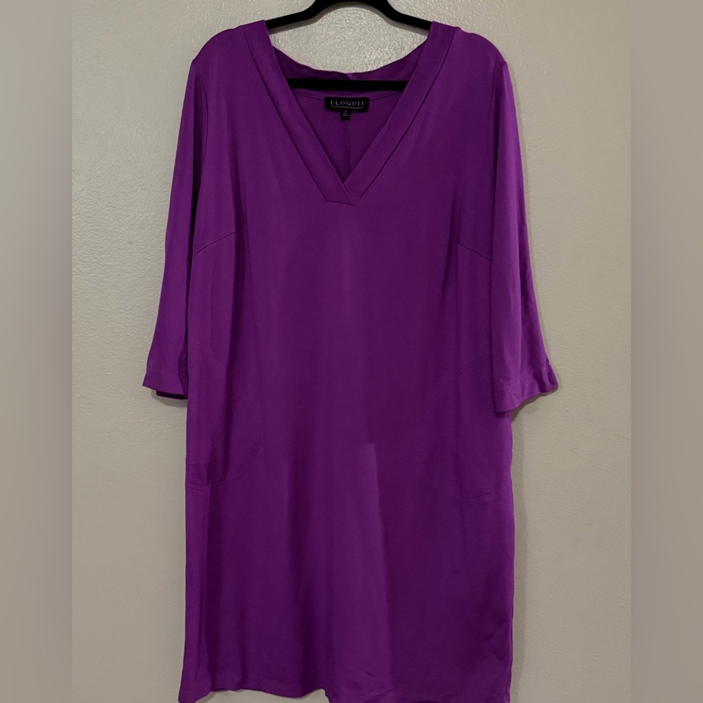 Eloquii Purple V-Neck Dress